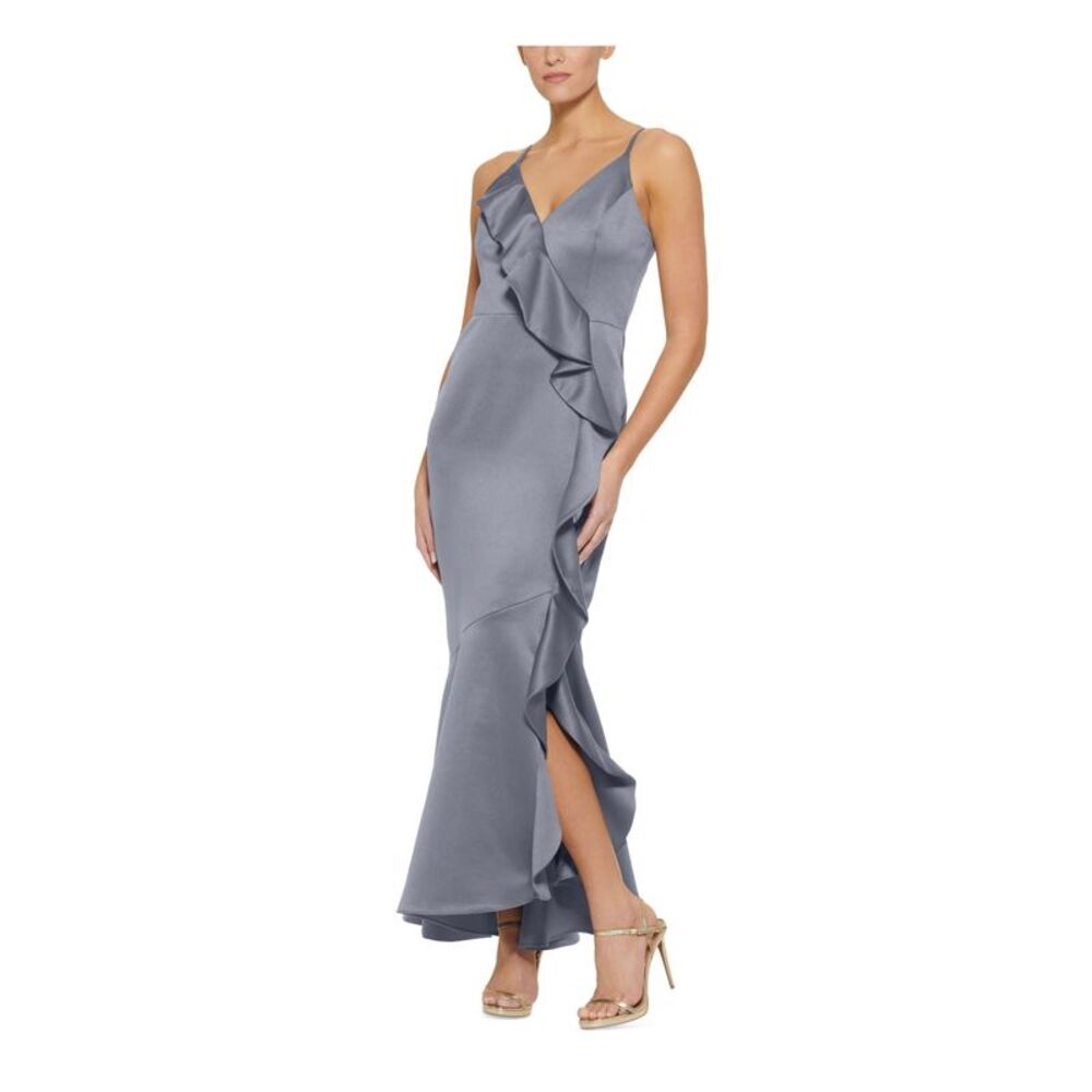 DKNY Womens Light Blue Adjustable Flounce Hem Spaghetti Strap Mermaid Dress 6 - Picture 1 of 3